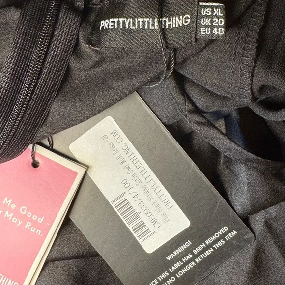 PrettyLittleThing Black Satin Cowl Neck Slip Dress XL NWT - Picture 5 of 6